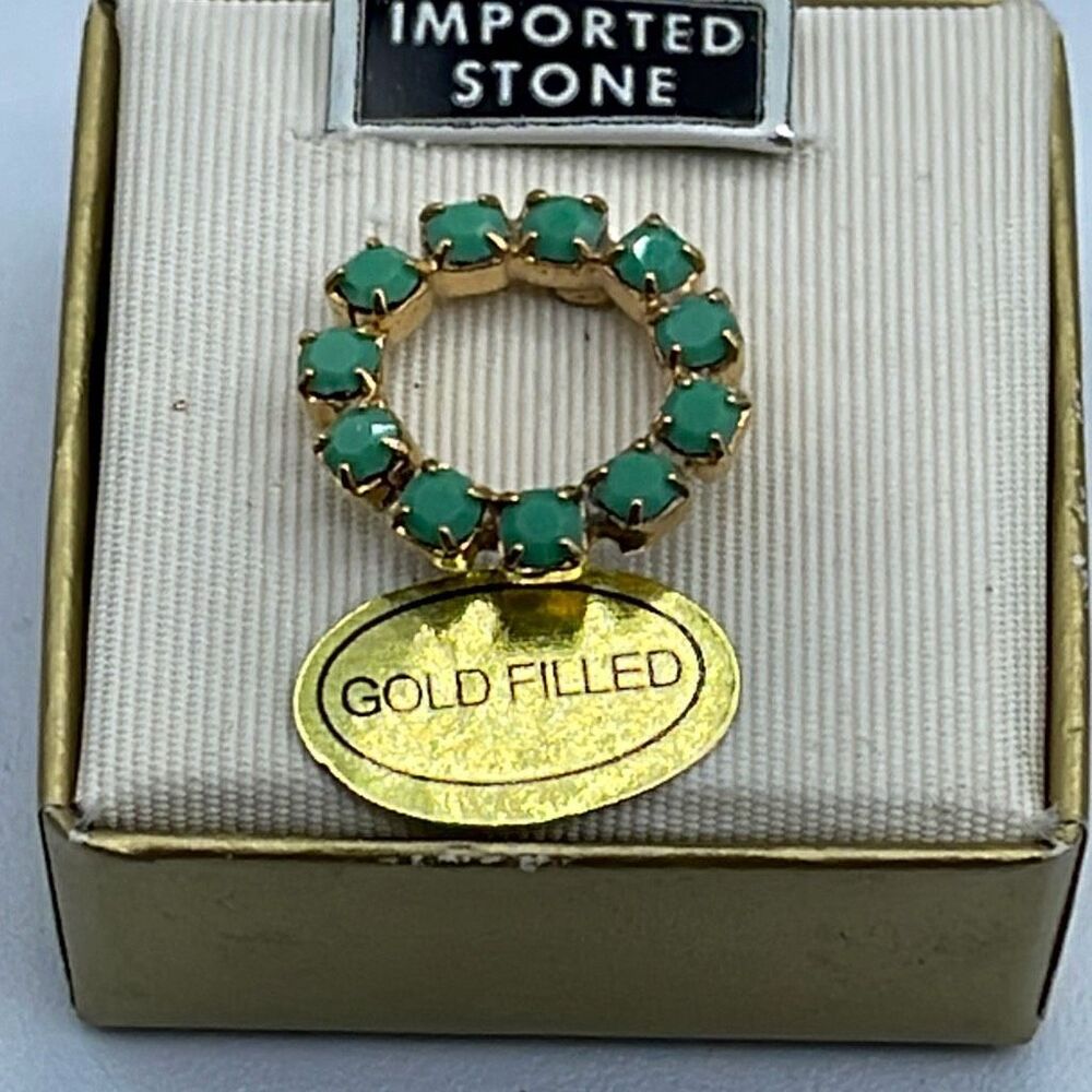 Vintage gold filled Jadeite tie tac